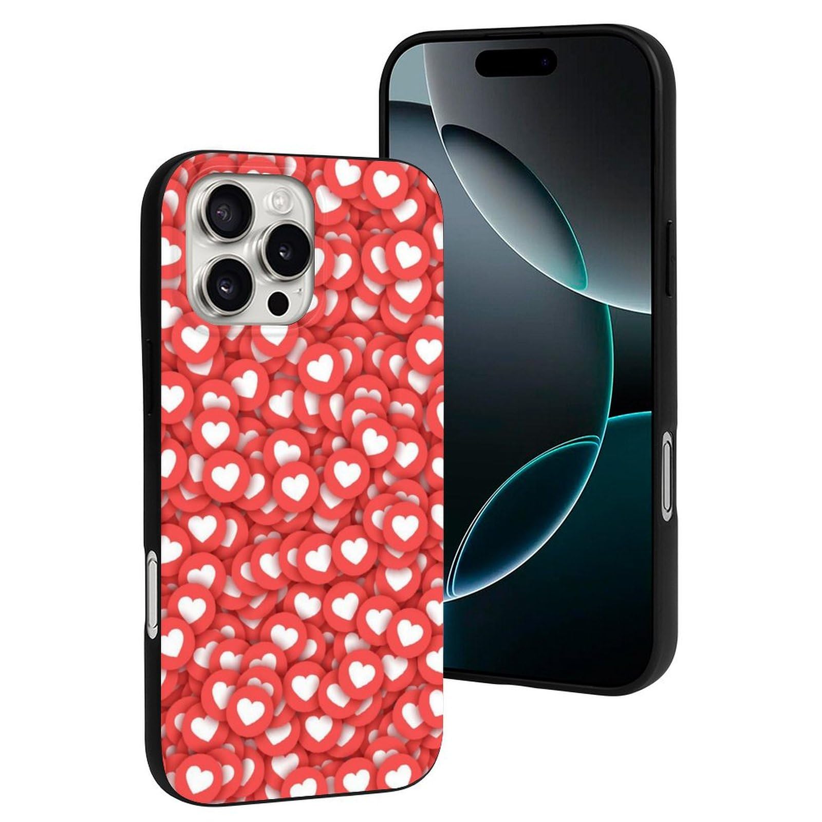 Amazon.co.jp: iPhone16 ProMax 用 ケース ハート柄 心柄 赤